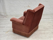 Danish_High_Back_Armchair_in_Salmon_Velour,_1970s,_Denmark