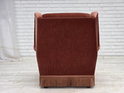Danish_High_Back_Armchair_in_Salmon_Velour,_1970s,_Denmark