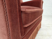 Danish_High_Back_Armchair_in_Salmon_Velour,_1970s,_Denmark
