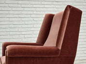 Danish_High_Back_Armchair_in_Salmon_Velour,_1970s,_Denmark