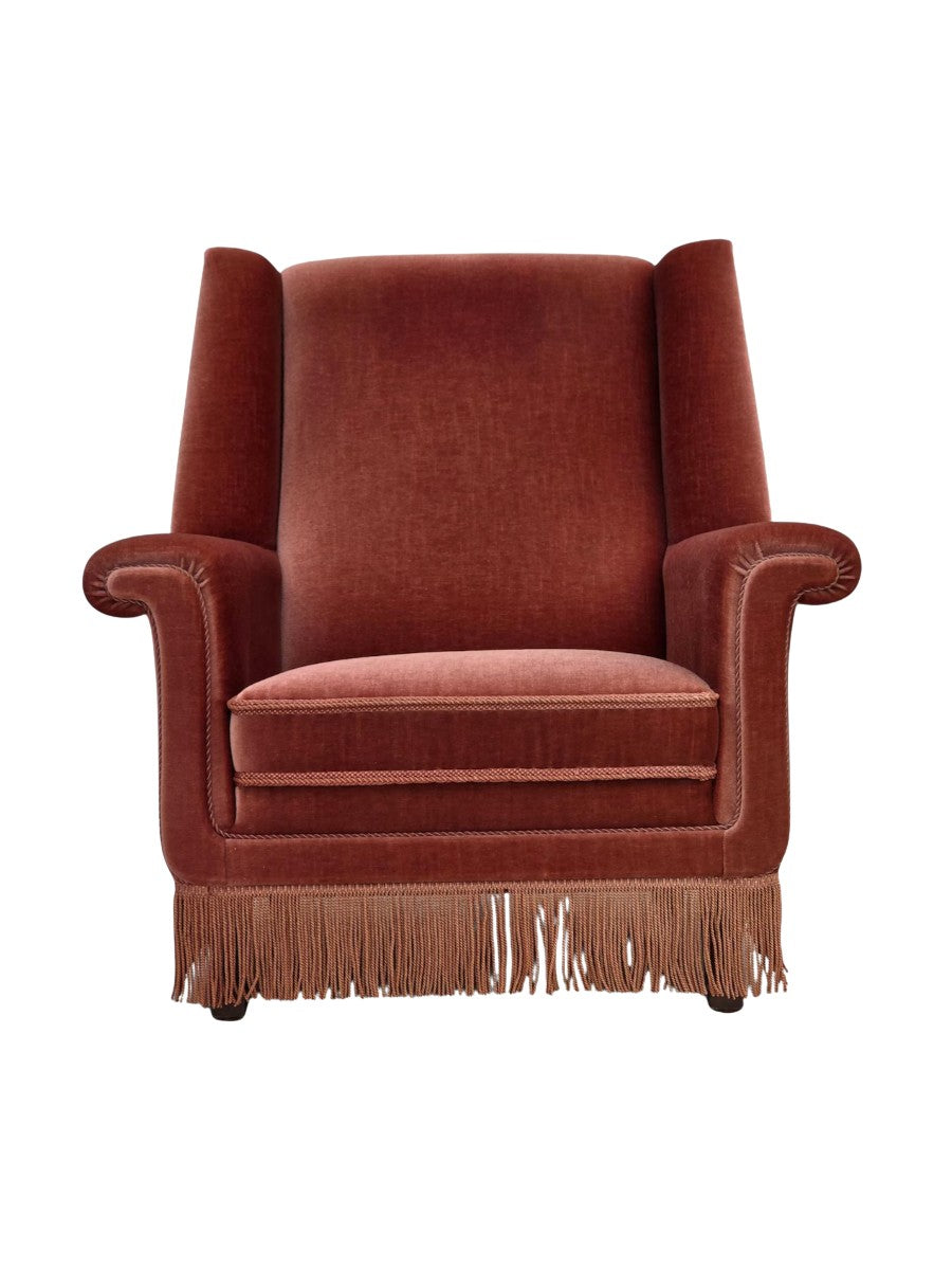 Danish_High_Back_Armchair_in_Salmon_Velour,_1970s,_Denmark