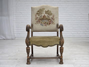 Highback_Armchair,_Wool_&_Velour,_Carved_Oak_1950s_Denmark