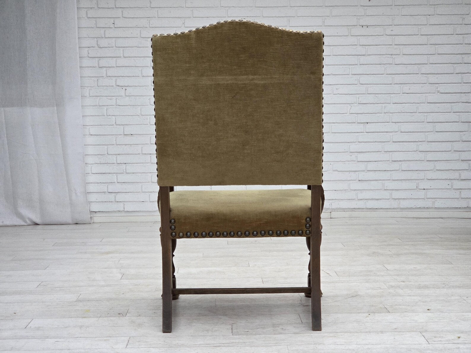 Highback_Armchair,_Wool_&_Velour,_Carved_Oak_1950s_Denmark