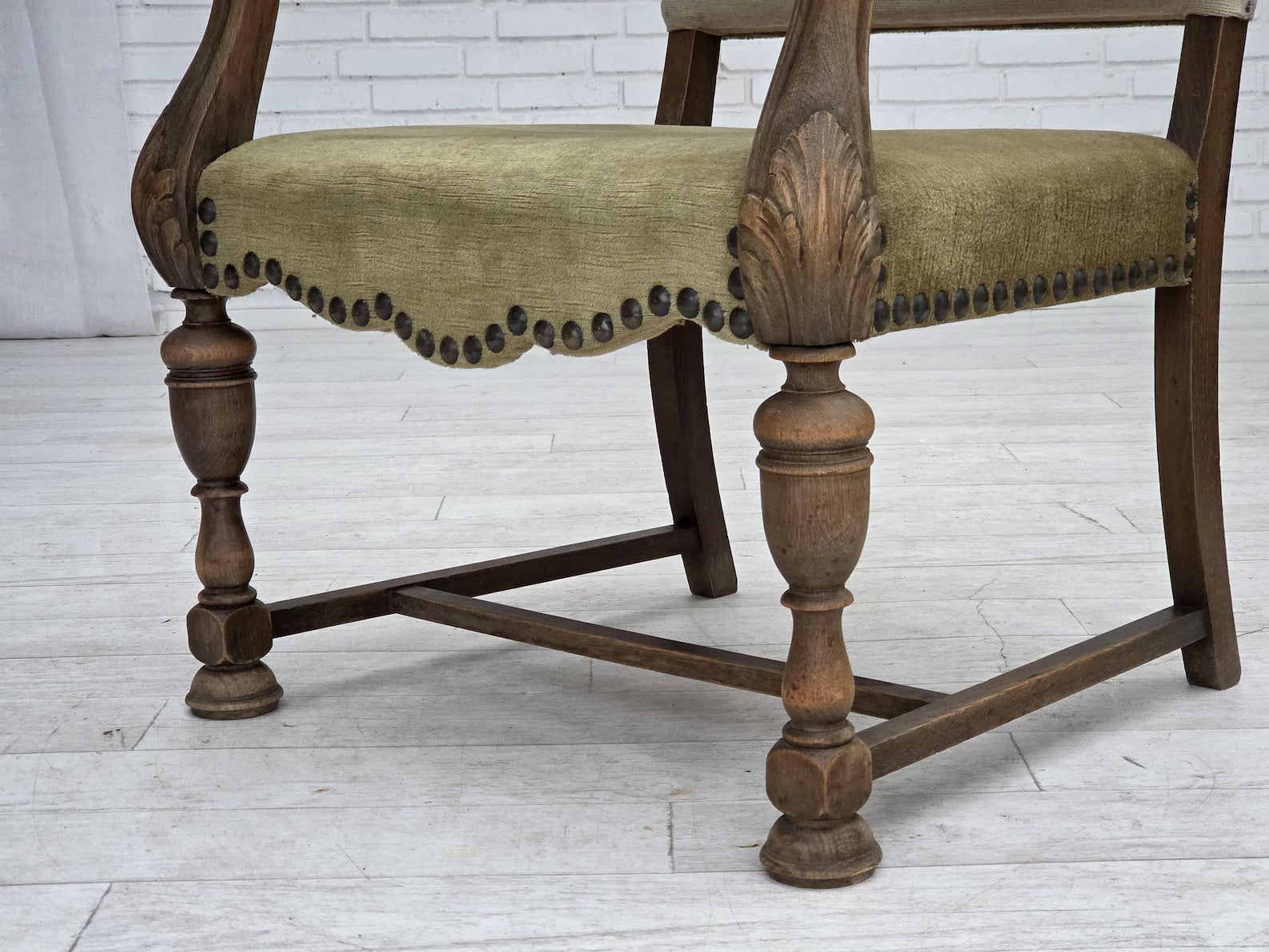 Highback_Armchair,_Wool_&_Velour,_Carved_Oak_1950s_Denmark