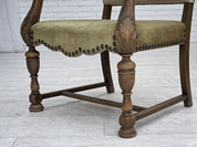 Highback_Armchair,_Wool_&_Velour,_Carved_Oak_1950s_Denmark