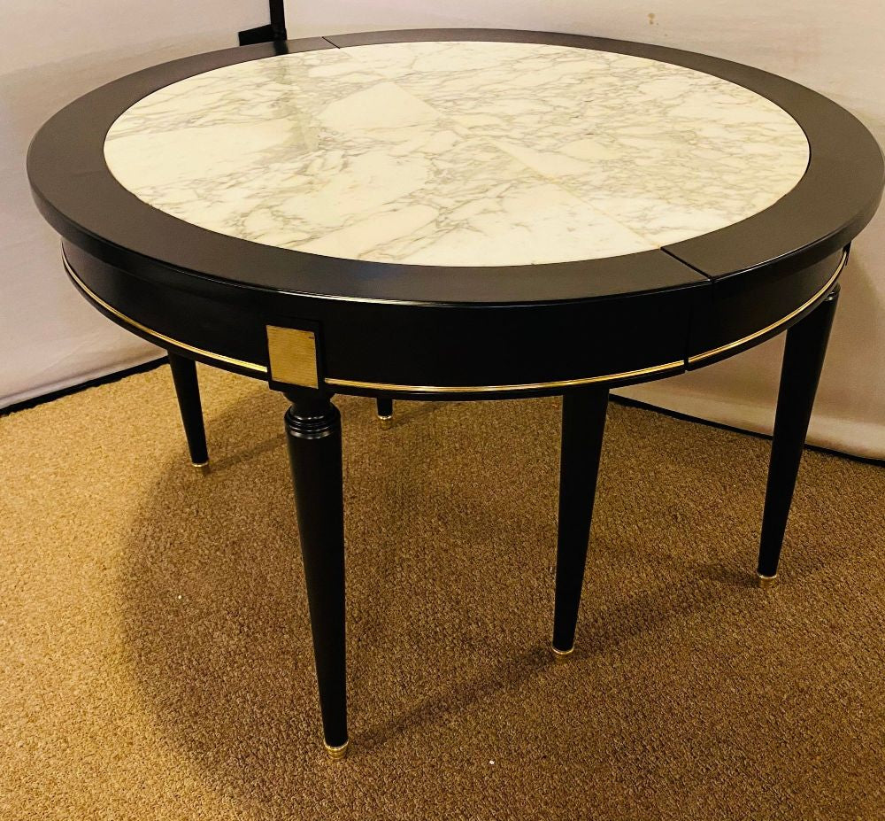 Hollywood_Regency_Ebony_Dining_Table,_Jansen_Style_Marble_Top,_1930s_France