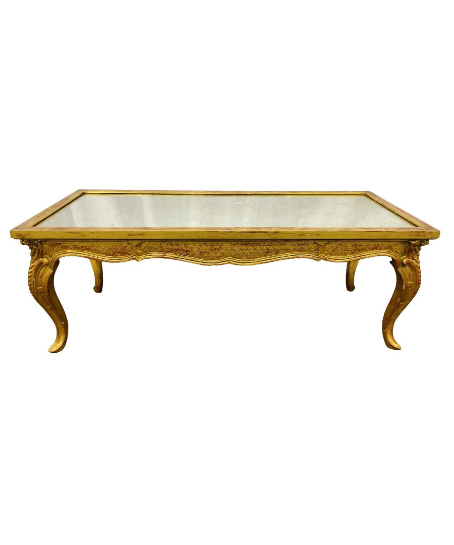 Hollywood_Regency_Style_Coffee_Table,_Giltwood_&_Antiqued_Mirror,_1970s_USA