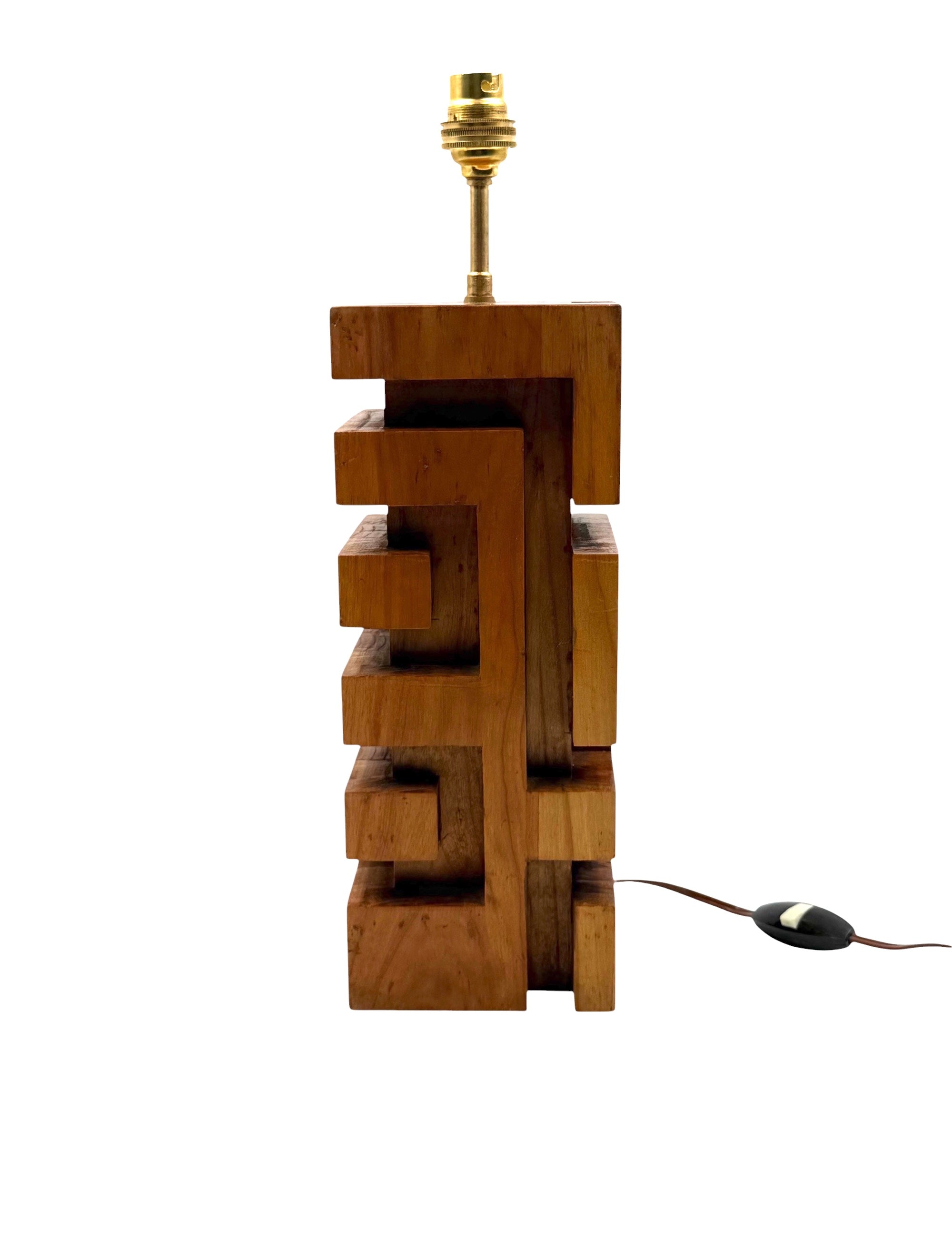 Hollywood_Regency_Wood_and_Brass_Table_Lamp_with_Lampshade,_France,_1970s