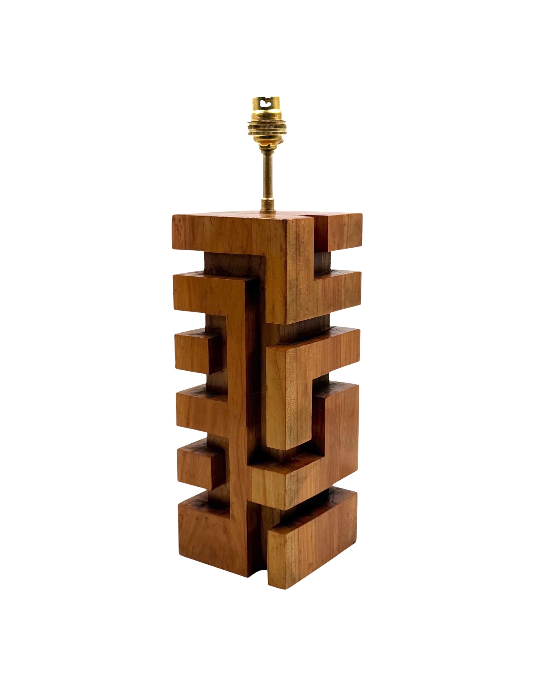 Hollywood_Regency_Wood_and_Brass_Table_Lamp_with_Lampshade,_France,_1970s