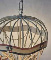 French_Hot_Air_Balloon_Chandelier_in_Gilt_Iron_and_Painted_Tole,_Mid_Century_Decorative_Ceiling_Light