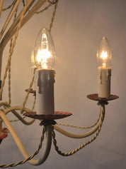 French_Hot_Air_Balloon_Chandelier_in_Gilt_Iron_and_Painted_Tole,_Mid_Century_Decorative_Ceiling_Light