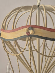 French_Hot_Air_Balloon_Chandelier_in_Gilt_Iron_and_Painted_Tole,_Mid_Century_Decorative_Ceiling_Light