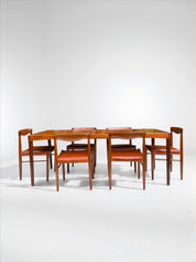 Set_of_Dinning_by_H.W.Klein_&_Cognac_in_Teak_and_Leather_for_Bramin,_Denmark_1960's