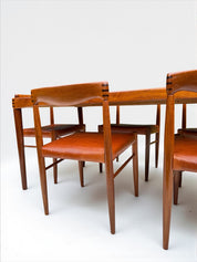 Set_of_Dinning_by_H.W.Klein_&_Cognac_in_Teak_and_Leather_for_Bramin,_Denmark_1960's