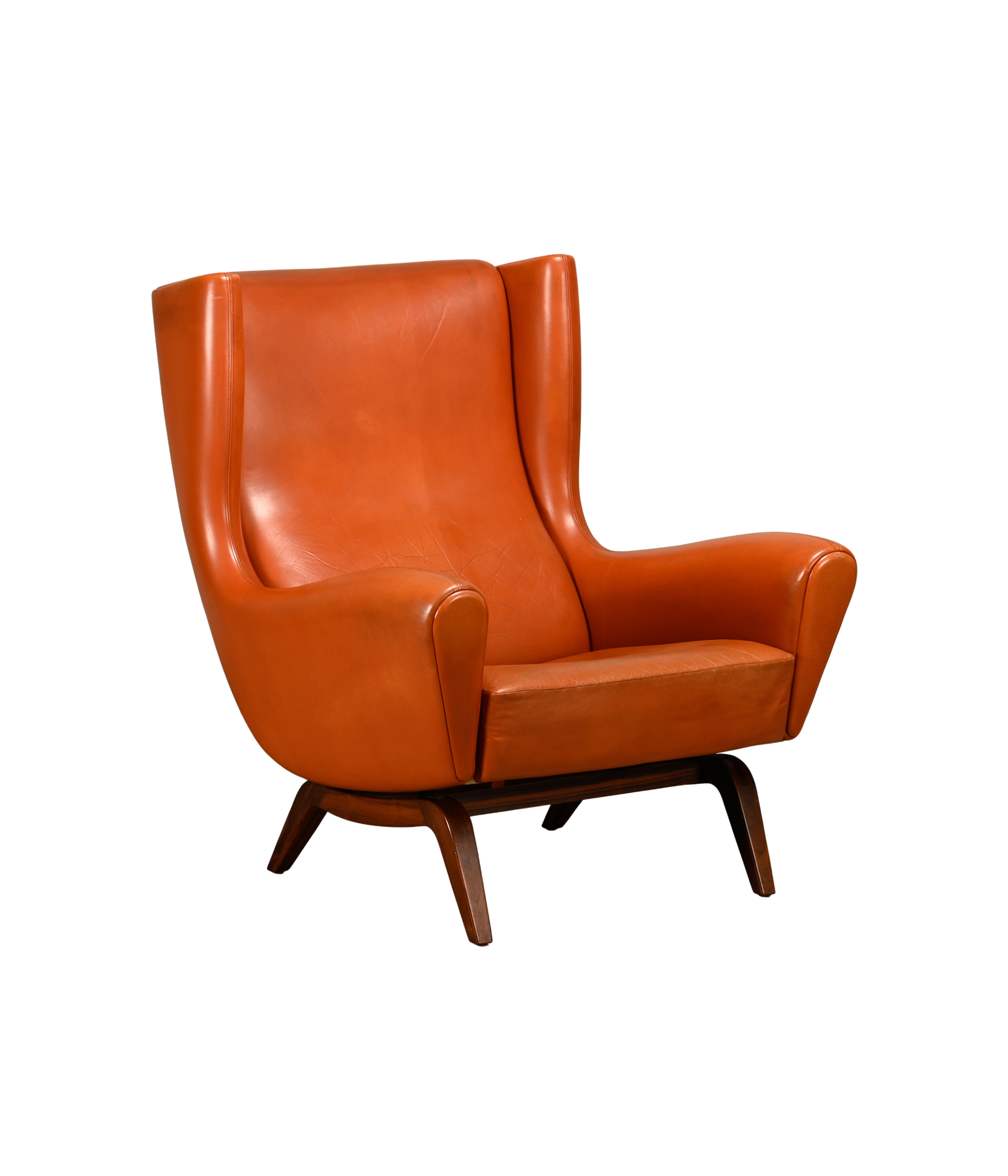 Illum_Wikkelsø_Model_110_Wingback_Armchair_in_Cognac_Leather,_Denmark