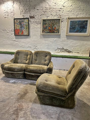 Set_of_3_Orchidée_Modular_Lounge_Chairs_by_Michel_Cadestin_for_Airborne,_Olive-Green_Velvet,_France,_1970s