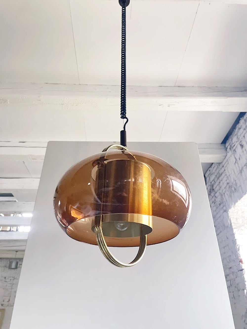 1970s_Smoked_Glass_and_Brass_Pendant_Lamp_by_Temde_Leuchten,_German_Space_Age_Design