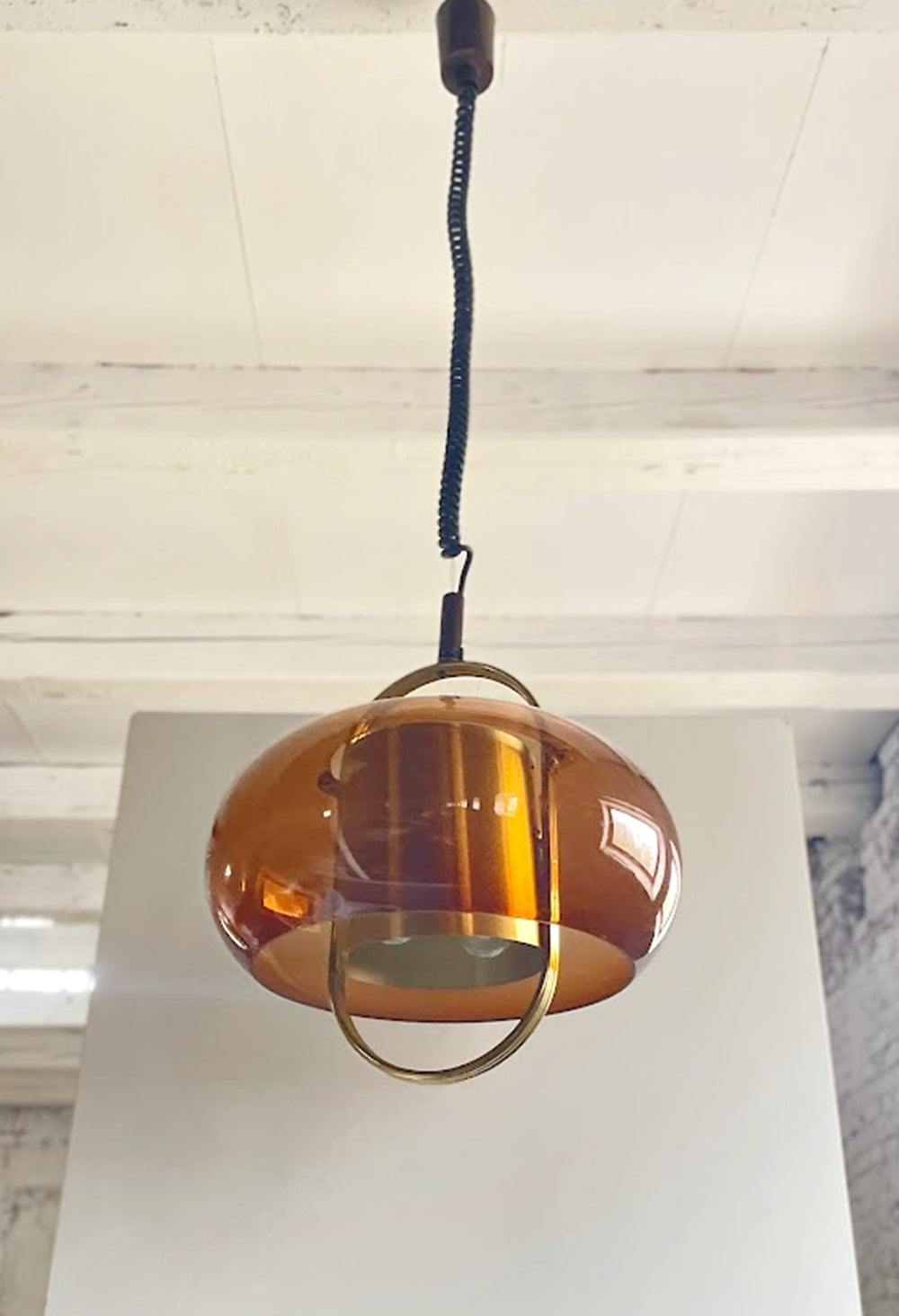 1970s_Smoked_Glass_and_Brass_Pendant_Lamp_by_Temde_Leuchten,_German_Space_Age_Design