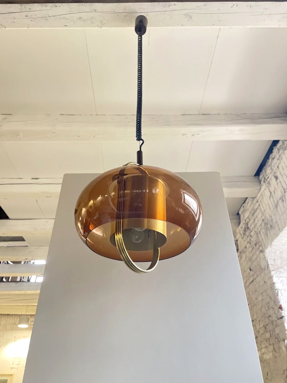 1970s_Smoked_Glass_and_Brass_Pendant_Lamp_by_Temde_Leuchten,_German_Space_Age_Design