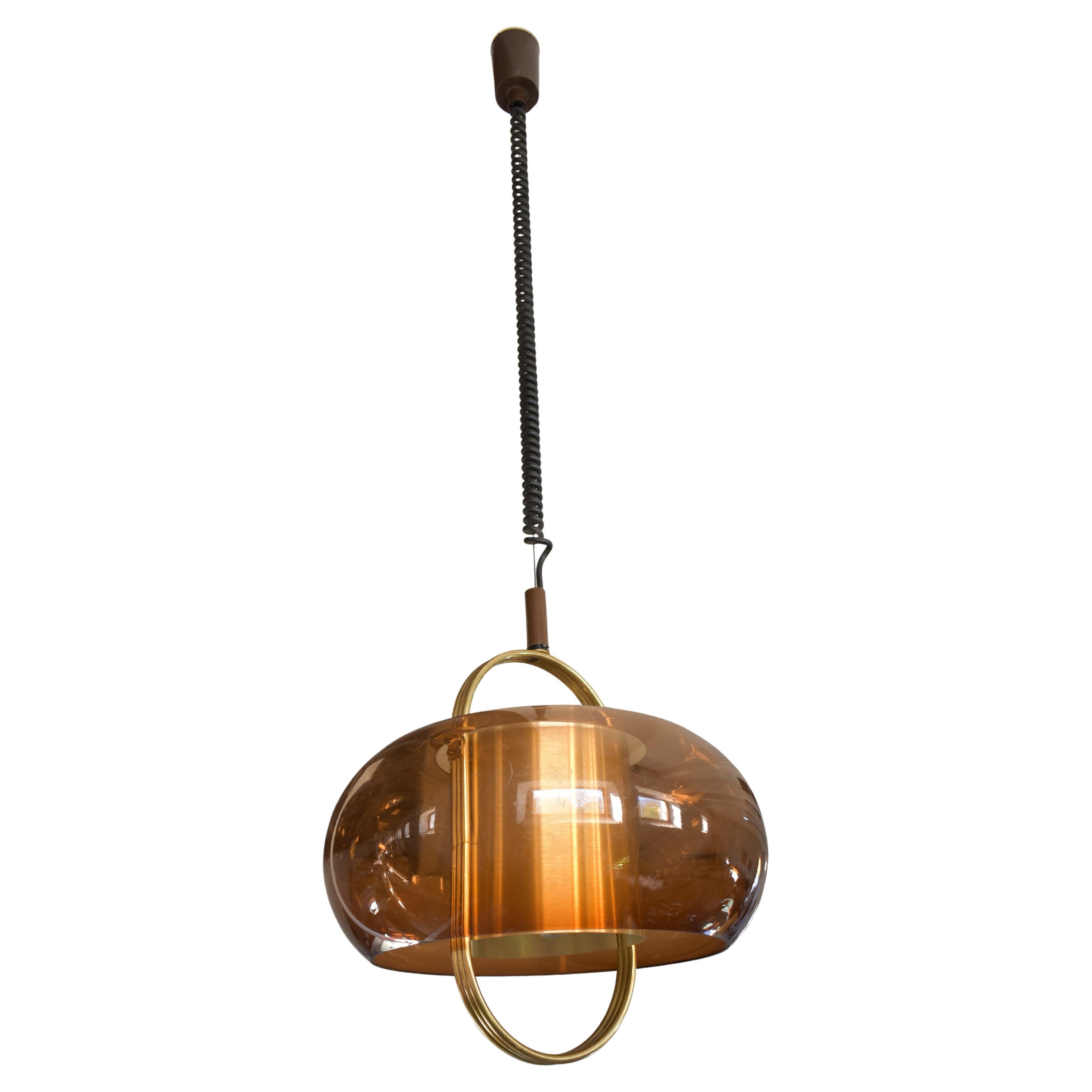 1970s_Smoked_Glass_and_Brass_Pendant_Lamp_by_Temde_Leuchten,_German_Space_Age_Design