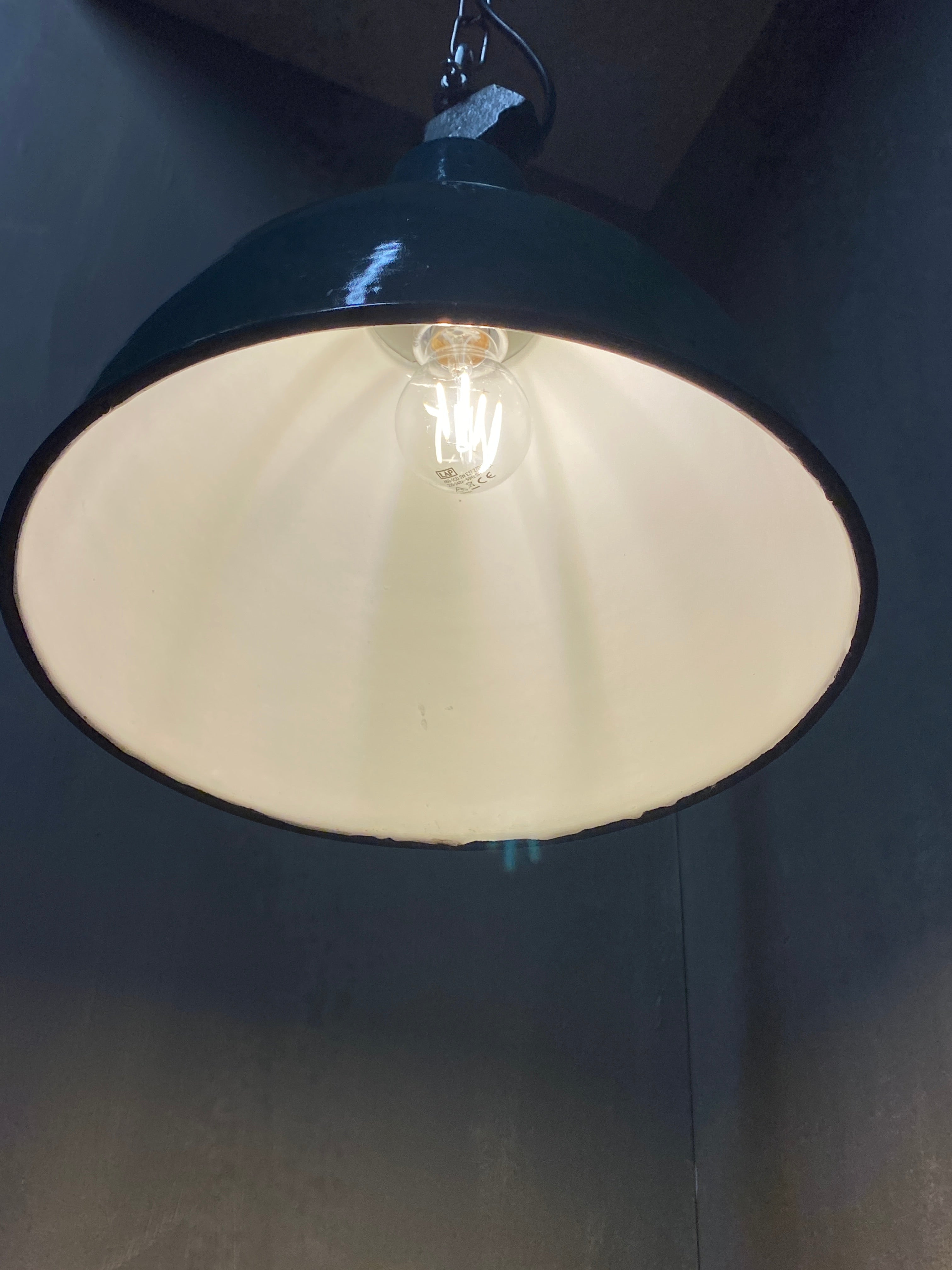 Industrial_Enamel_Pendant_Lamp_by_A23,_Green_Metal,_Poland_1960s