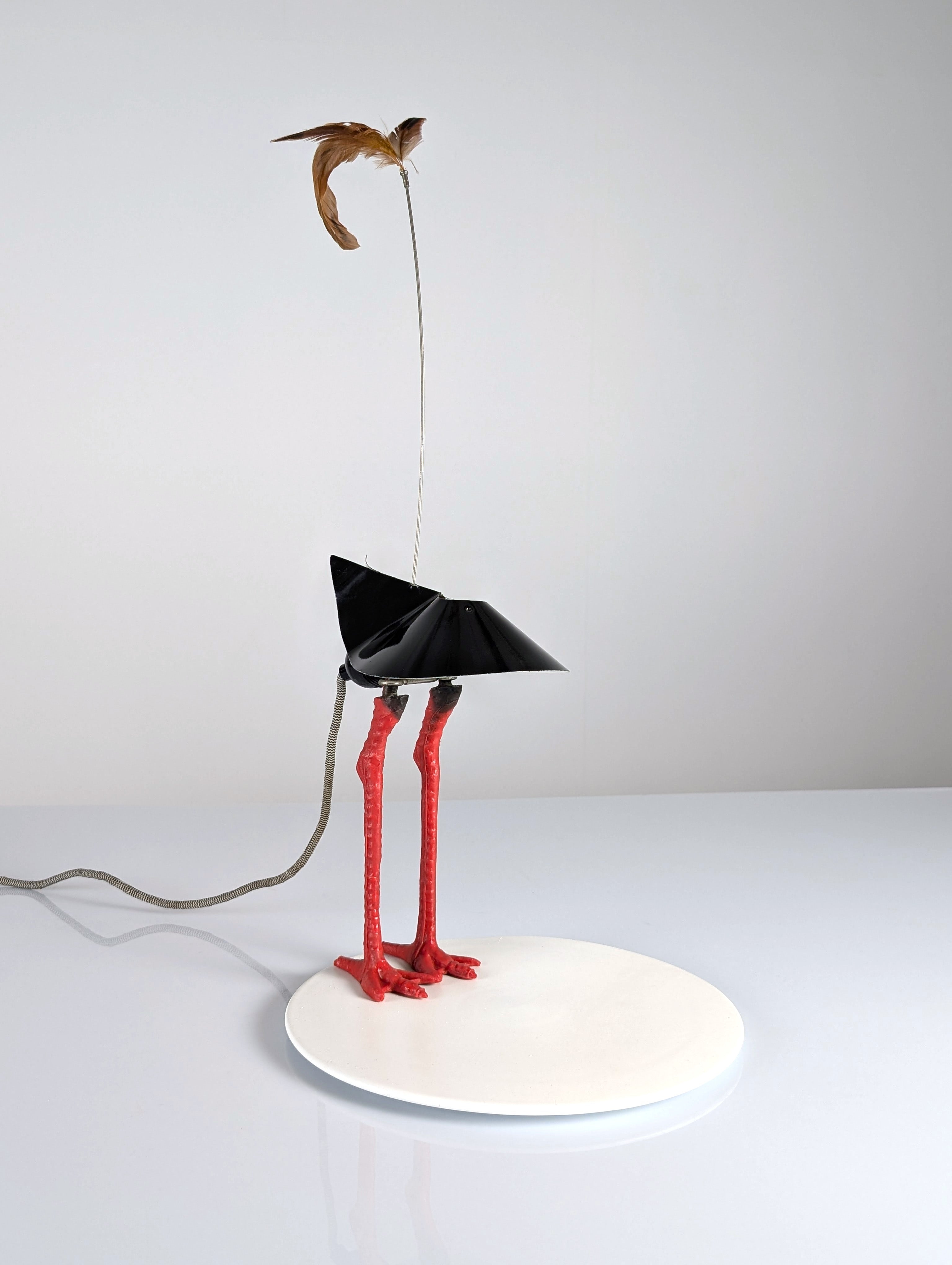 Bibibibi_Table_Lamp_by_Ingo_Maurer_in_Porcelain,_Metal_and_Red_Plastic,_Germany,_1982