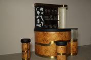 1970s_Italian_Cocktail_Bar_with_Burl_Wood_Veneer,_Illuminated_Back_Bar,_Aquarium_and_2_Matching_Stools
