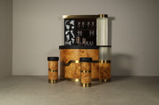 1970s_Italian_Cocktail_Bar_with_Burl_Wood_Veneer,_Illuminated_Back_Bar,_Aquarium_and_2_Matching_Stools