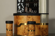 1970s_Italian_Cocktail_Bar_with_Burl_Wood_Veneer,_Illuminated_Back_Bar,_Aquarium_and_2_Matching_Stools