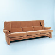 Vico_Magistretti_Portovenere_3_Seater_Sofa_for_Cassina,_Peach_Upholstery,_Italy,_1982