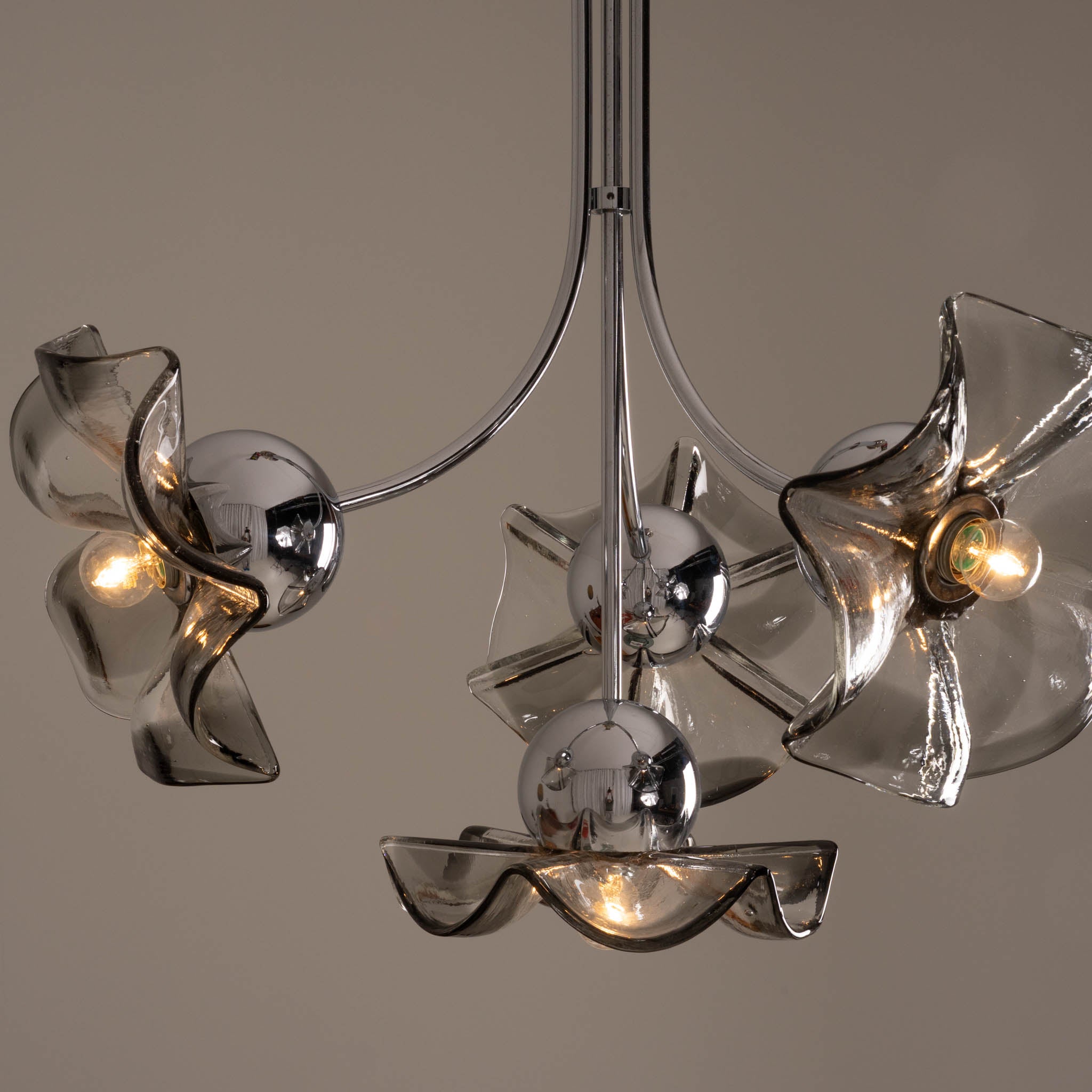 Italian_Murano_Glass_Floral_Pendant_Lamp_with_Smoked_Glass_Shades,_1970s