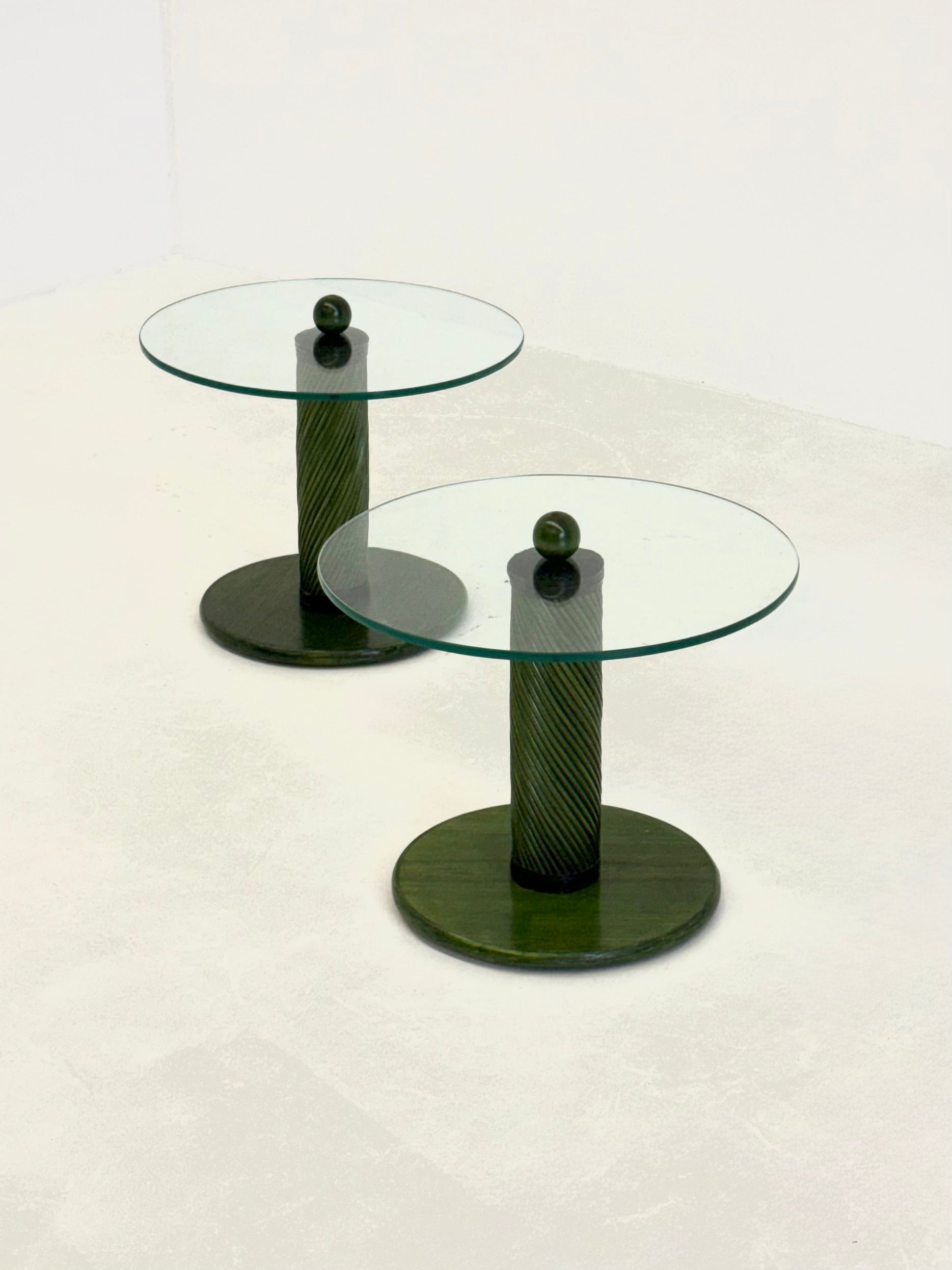 Set_of_2_Italian_green_side_tables_with_bamboo_base_and_glass_top