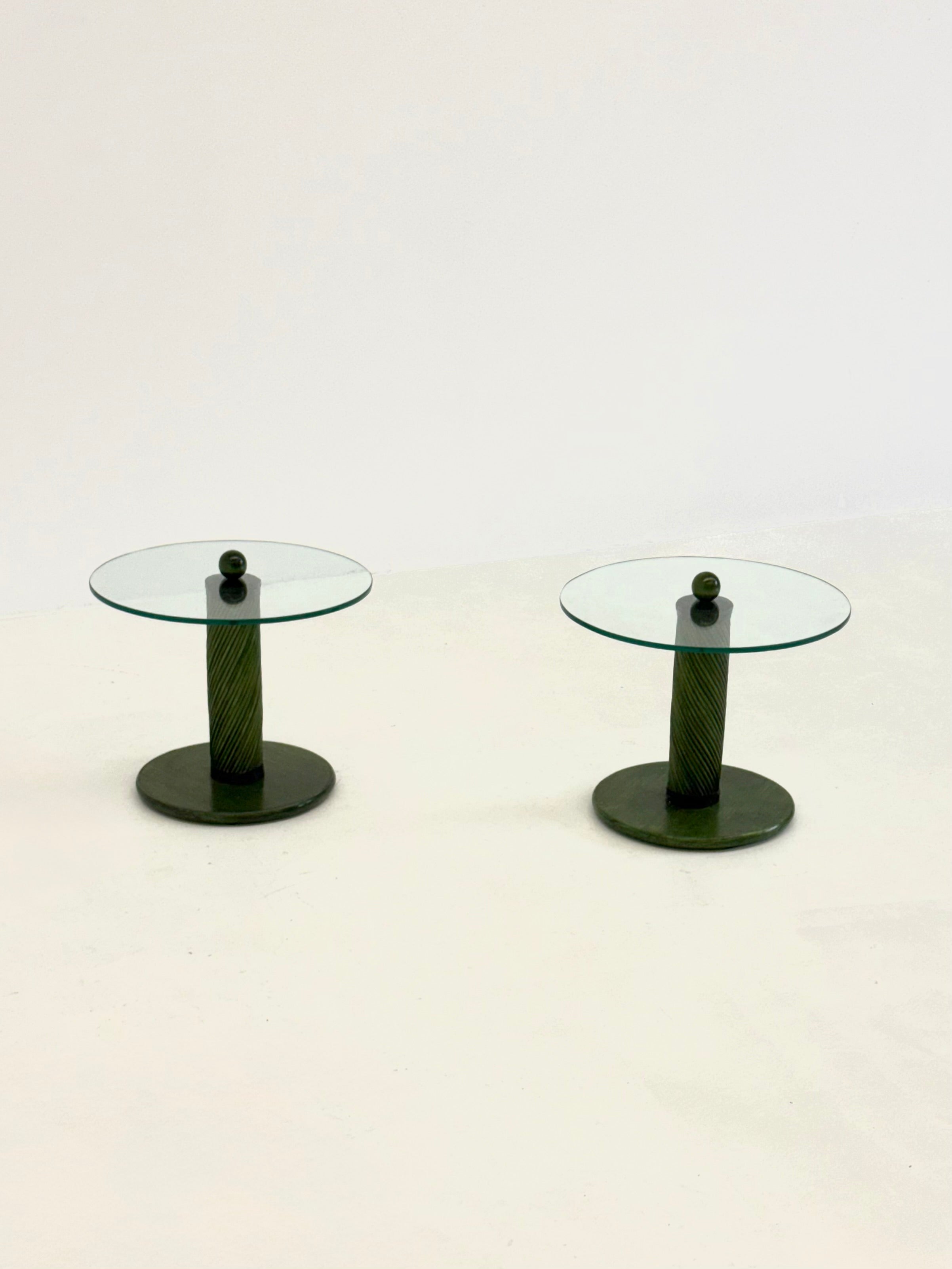 Set_of_2_Italian_green_side_tables_with_bamboo_base_and_glass_top