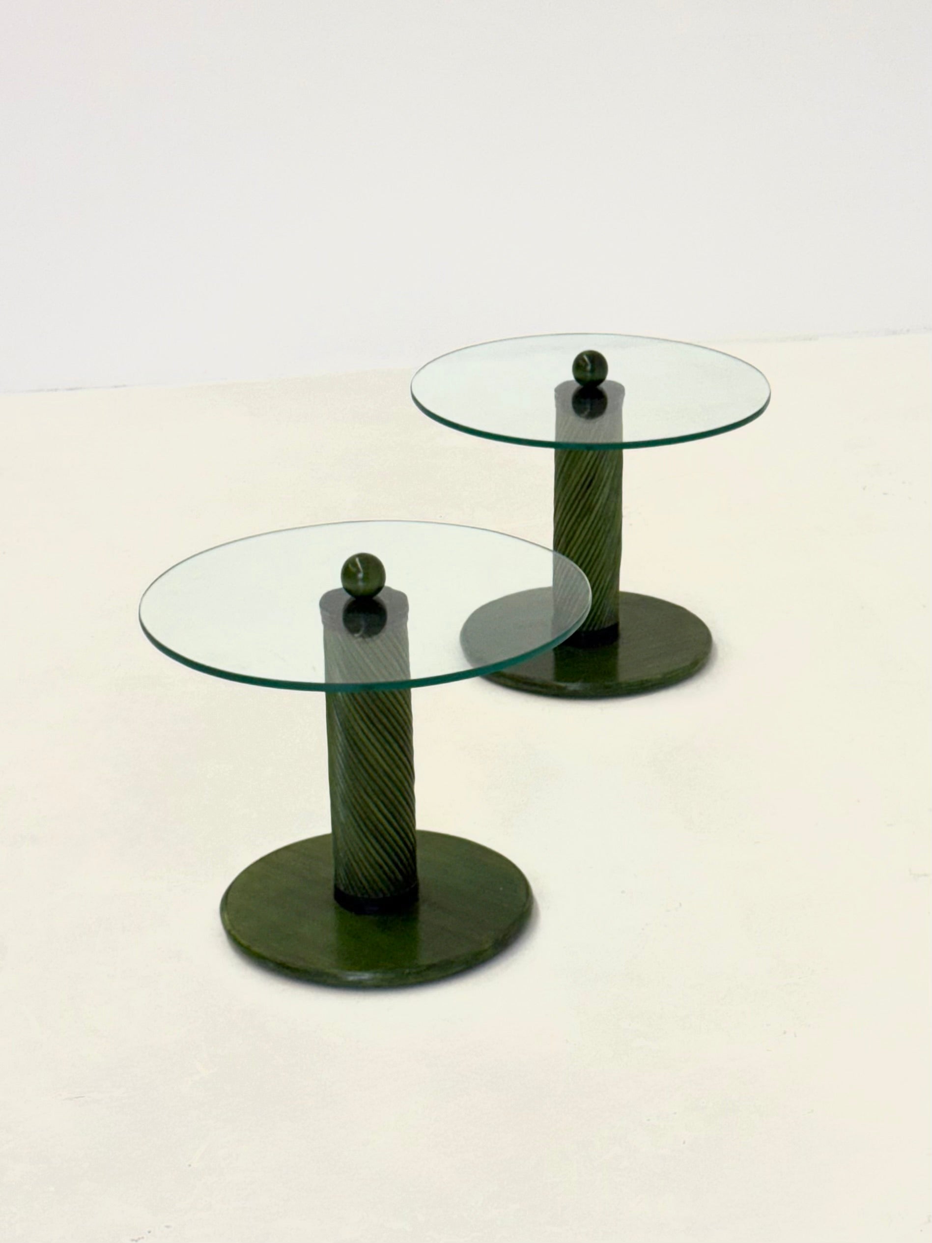 Set_of_2_Italian_green_side_tables_with_bamboo_base_and_glass_top