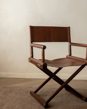 Italian_Modern_Folding_Director's_Chair_in_Dark_Stained_Ash_Wood_and_Brown_Leather,_1980s–1990s