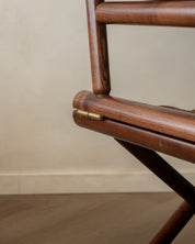 Italian_Modern_Folding_Director's_Chair_in_Dark_Stained_Ash_Wood_and_Brown_Leather,_1980s–1990s