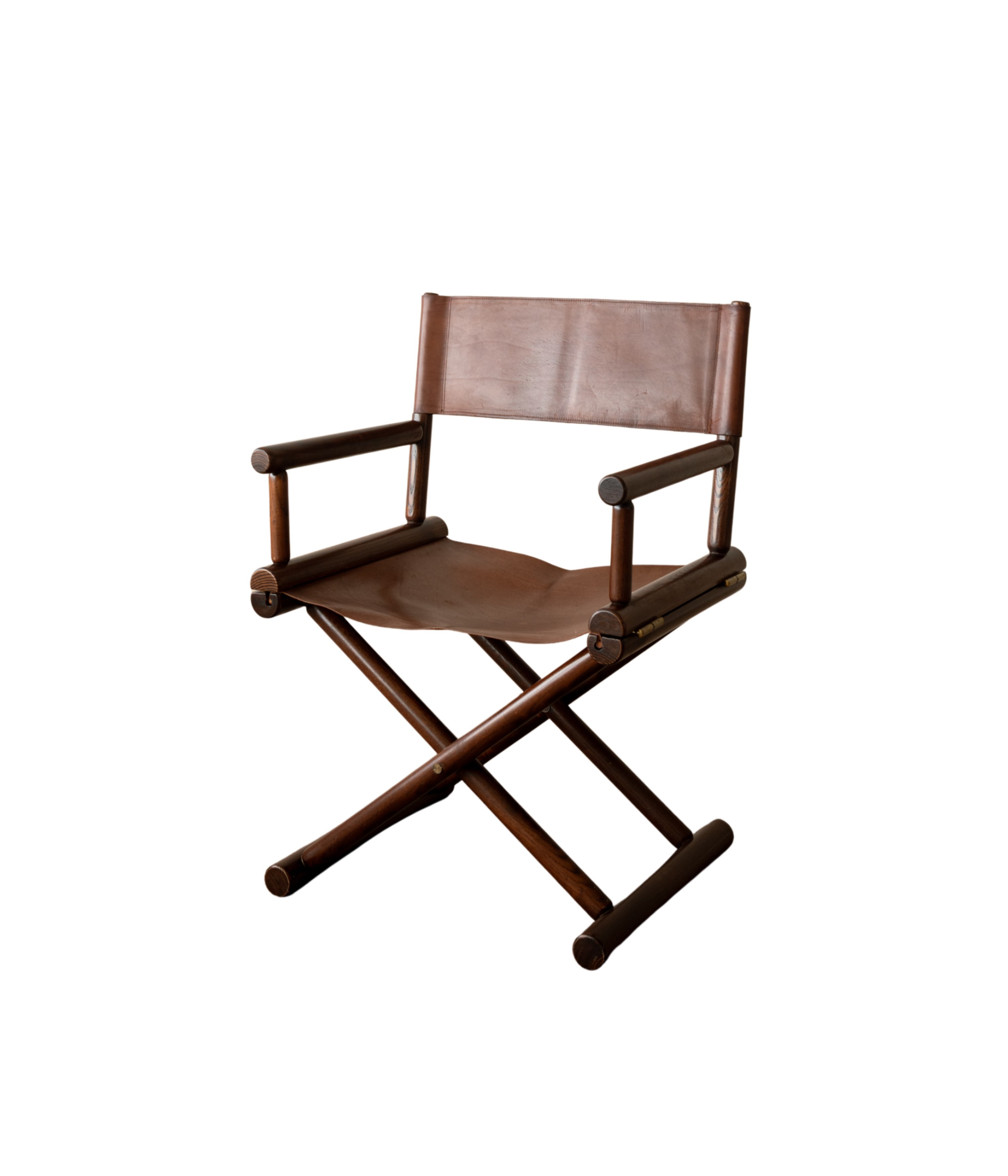 Italian_Modern_Folding_Director's_Chair_in_Dark_Stained_Ash_Wood_and_Brown_Leather,_1980s–1990s