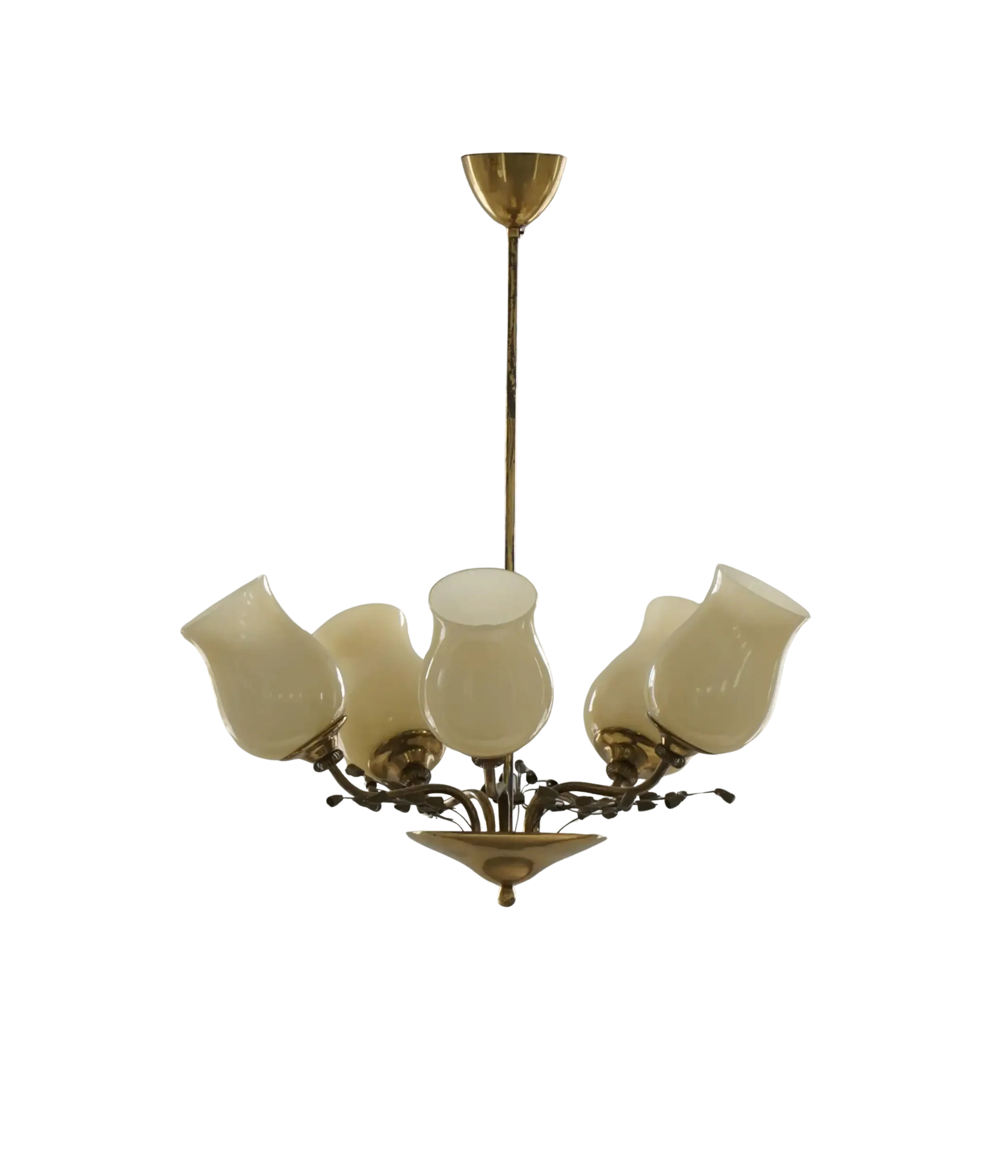 Paavo_Tynell_5-Arm_Brass_and_Glass_Chandelier,_Finland