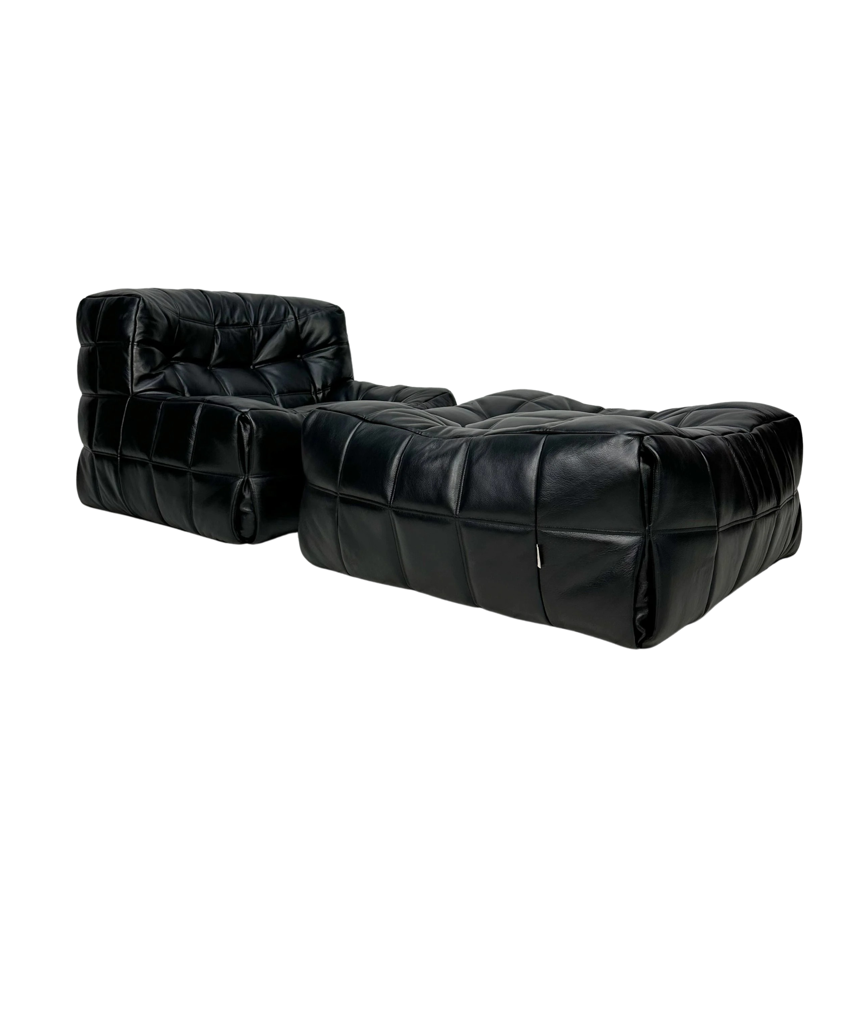 Kashima_Lounge_Chair_and_Rare_XL_Ottoman_by_Michel_Ducaroy_for_Ligne_Roset,_Black_Leather,_France,_1981