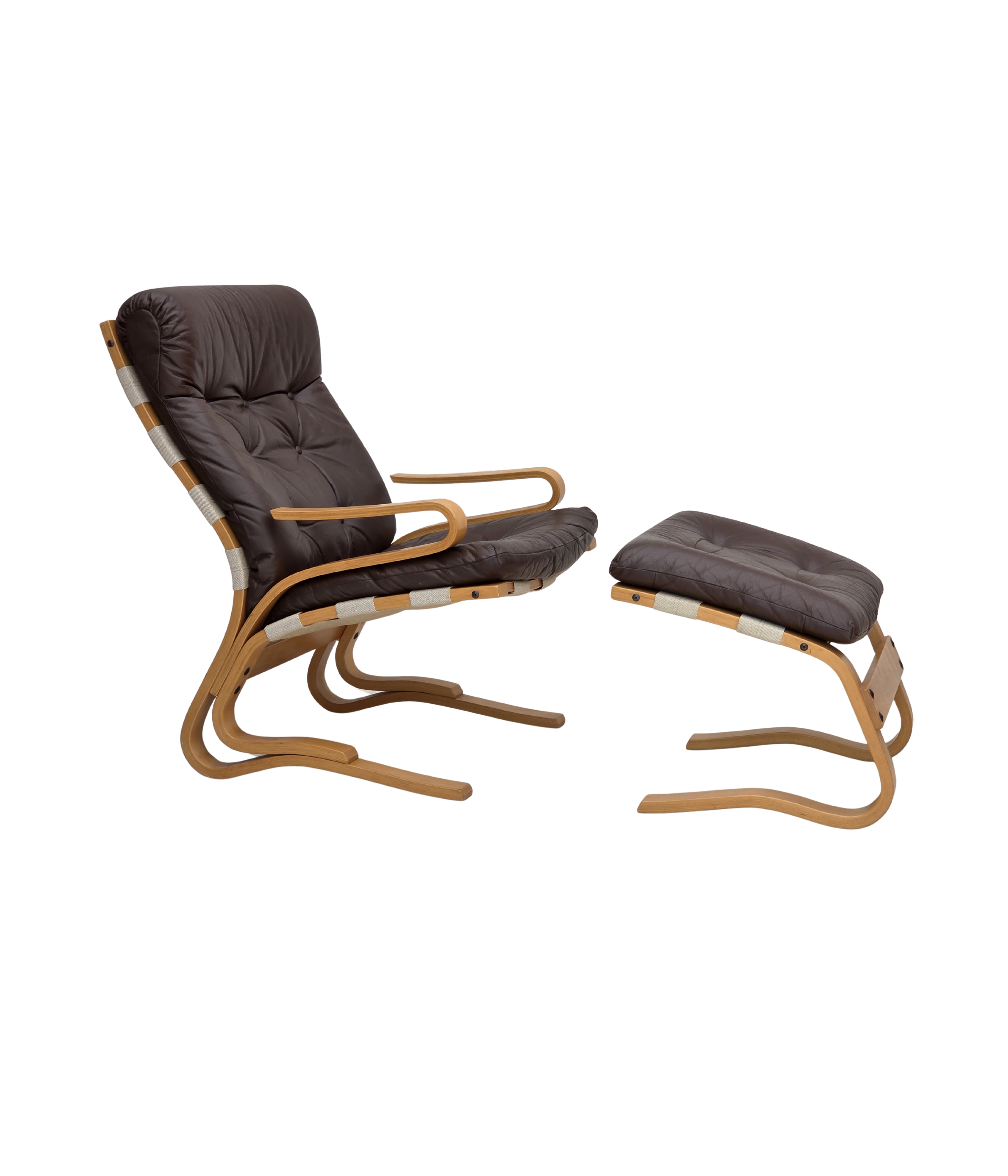 Kengu_Lounge_Chair_and_Ottoman_by_Elsa_&_Nordahl_Solheim_for_Rybo_Rykken,_Norway,_1970s