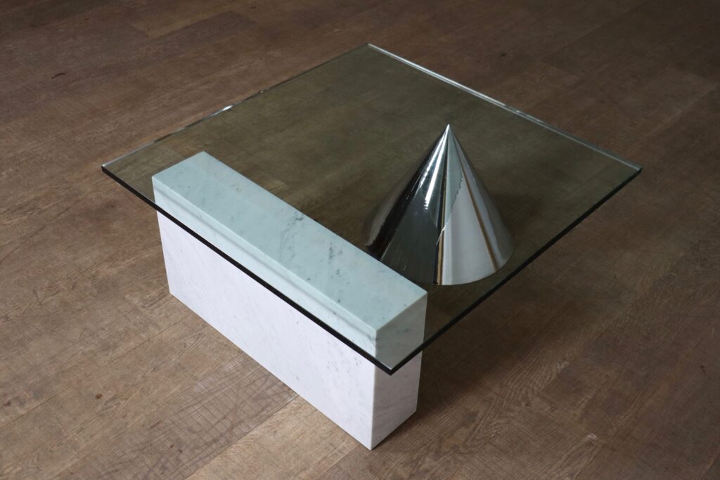 Kono_Coffee_Table_by_Lella_&_Massimo_Vignelli_for_Casigliani,_Marble,_Chrome_and_Glass,_Italy,_1984