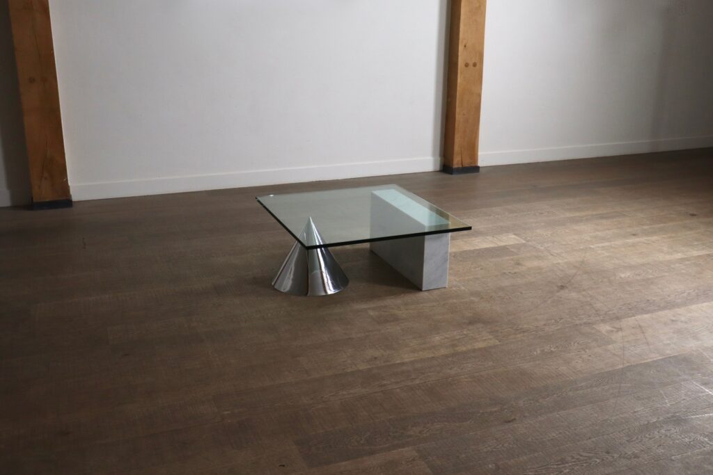 Kono_Coffee_Table_by_Lella_&_Massimo_Vignelli_for_Casigliani,_Marble,_Chrome_and_Glass,_Italy,_1984