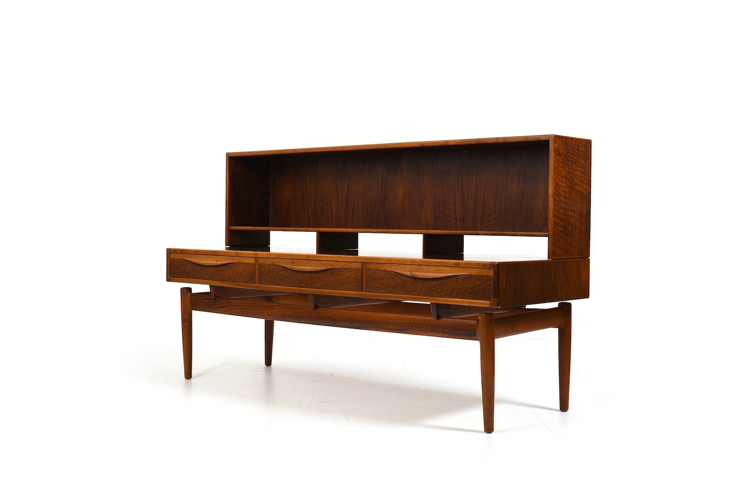 Kurt_Østervig_Low_Walnut_Sideboard_with_Bookcase_Top_1950s
