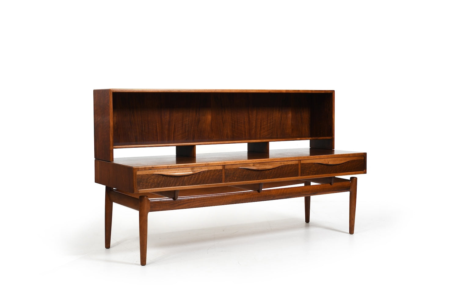 Kurt_Østervig_Low_Walnut_Sideboard_with_Bookcase_Top_1950s