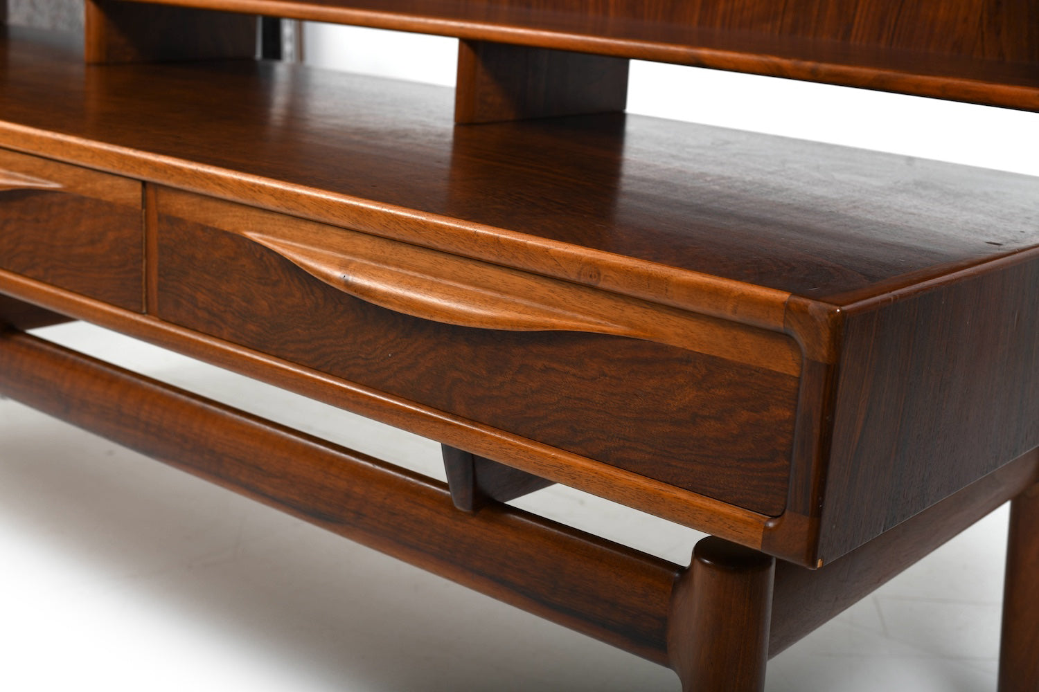 Kurt_Østervig_Low_Walnut_Sideboard_with_Bookcase_Top_1950s