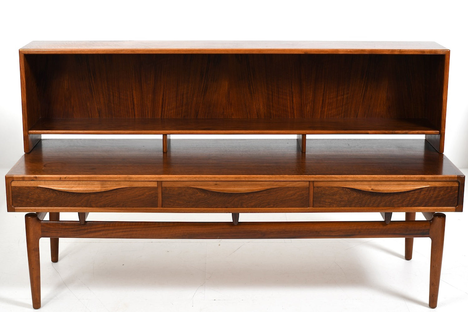 Kurt_Østervig_Low_Walnut_Sideboard_with_Bookcase_Top_1950s