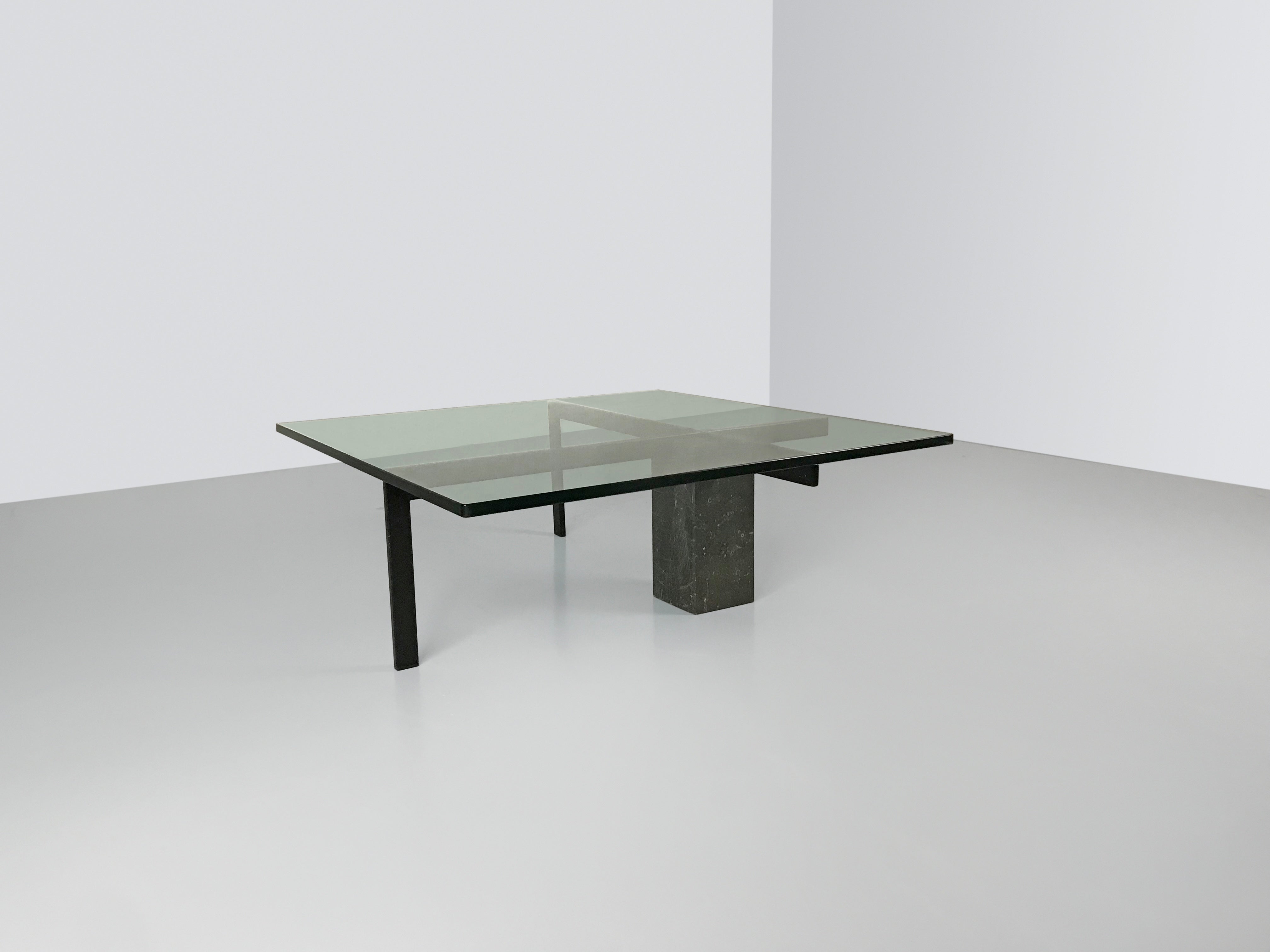 KW1_glass,_metal_and_granite_coffee_table_by_Hank_Kwint_for_Metaform_1980s