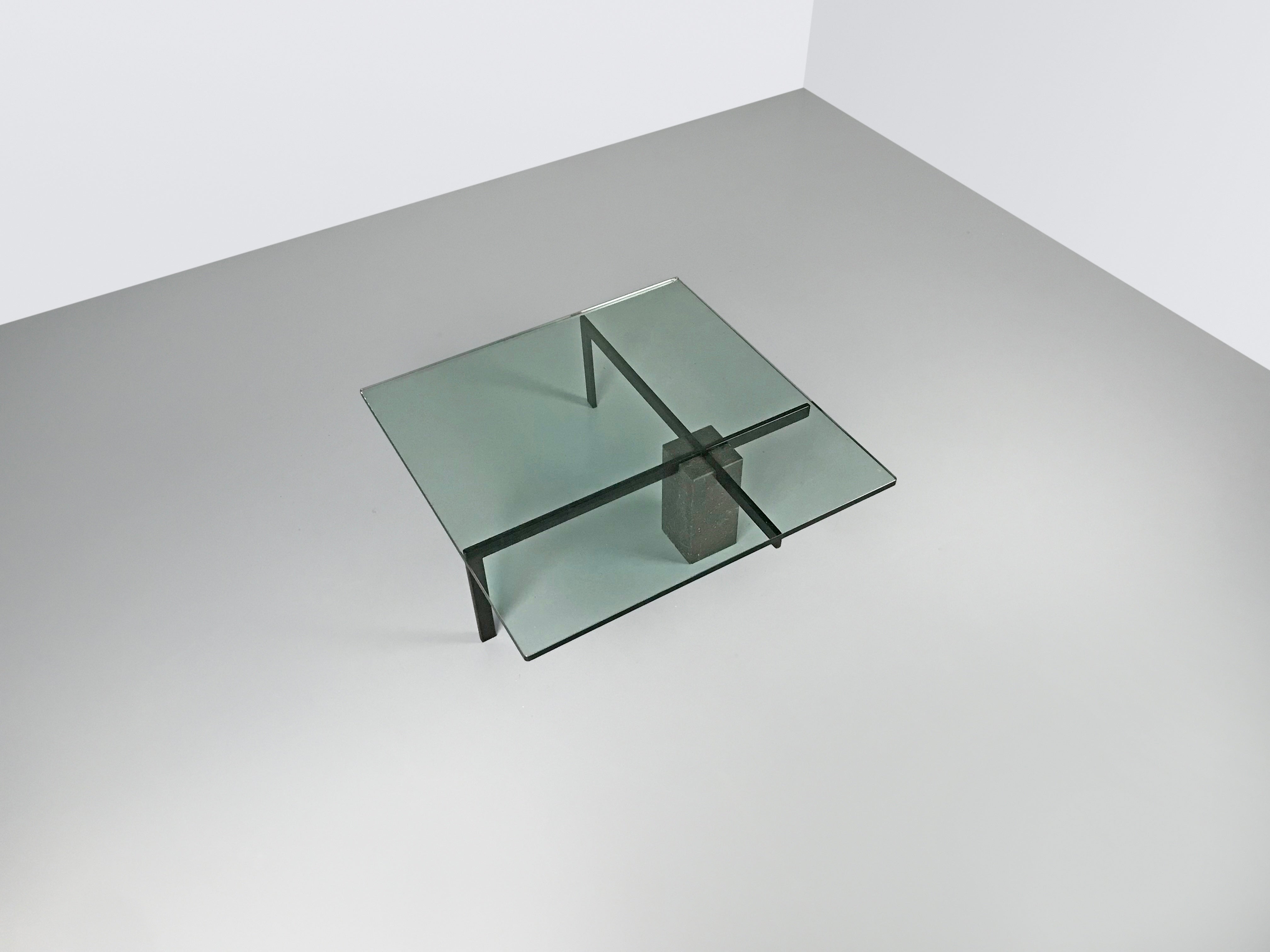 KW1_glass,_metal_and_granite_coffee_table_by_Hank_Kwint_for_Metaform_1980s