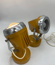 Set_of_2_Space_Age_Table_Lamps_Attributed_to_Reggiani,_Mustard_Yellow_Metal_Spotlights,_Italian_Design,_1970s