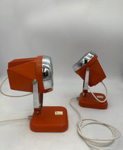 Set_of_2_Space_Age_Table_Lamps_by_Reggiani,_Orange_Metal_Spotlights,_Italian_Design,_1970s